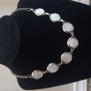 Silver and Faux Shell Necklace